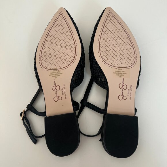 NEW! Jessica Simpson "Evolia" Woven Sling Back Point Toe Shoes - Black Size 7.5 - Picture 3 of 7